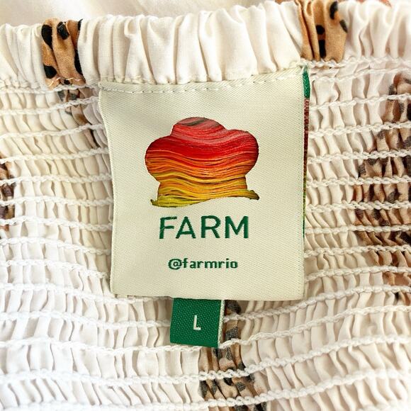 Farm Rio Large Leopard Shell Midi Dress Button 100% Cotton Sundress Print - Picture 5 of 11